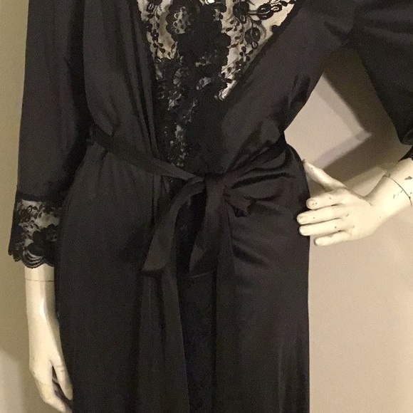 VINTAGE 1960 LORRAINE USA BLACK LACE SLEEPWEAR - Picture 5 of 7